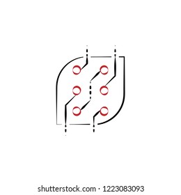 abstract technology 2 colored hand drawn icon. Electronics colored element illustration. Outline symbol design from electronics set