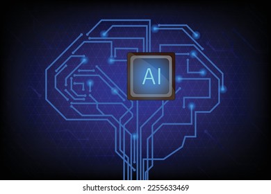 Abstract technology Ai Brain concept. Ai Brain working data of Artificial intelligence and futuristic digital for future.