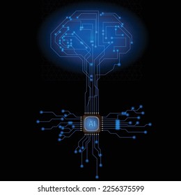 Abstrakte Technologie Ai Brain Konzept. Ai Brain Arbeitsdaten von Künstlicher Intelligenz und futuristischen digital für die Zukunft.
