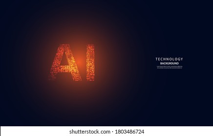 Abstract technology Ai computing concept working data of Artificial intelligence and futuristic digital for future on dark blue background.