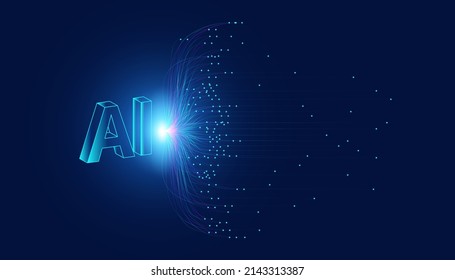 Abstract technology Ai computing concept Ai fiber working data of Artificial intelligence and futuristic digital for future on dark blue background.