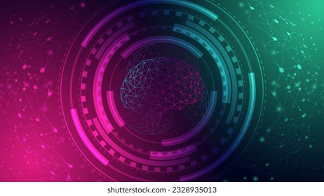 Abstract technology Ai computing concept Ai Brain working data of Artificial intelligence and futuristic digital for future.