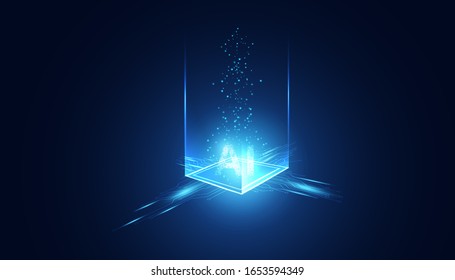 Abstract technology Ai sci-fi artificial Intelligence concept machine deep learning futuristic digital for future on dark blue background.