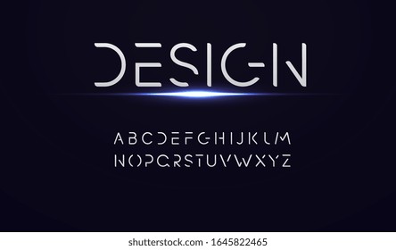 Abstract technology alphabet fonts. Typography technology digital font design.