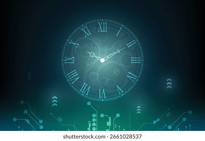 Abstract technology analog clock walpaper.cyber time.cyber network wallpaper