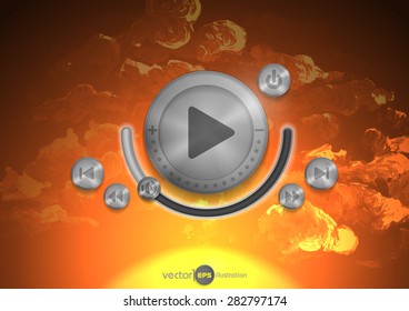 Abstract Technology App Icon With Music Button. Vector Illustration. Eps 10