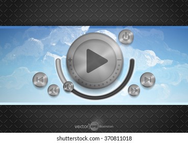 Abstract Technology App Icon With Music Button