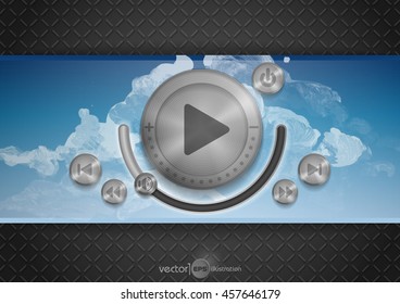 Abstract Technology App Icon With Music Button. Vector Illustration. Eps 10