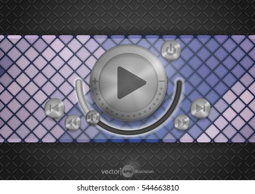 Abstract Technology App Icon With Music Button. Vector Illustration. Eps 10