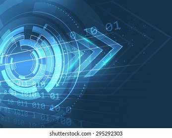 Abstract technology arrow vector background in blue with space for your content