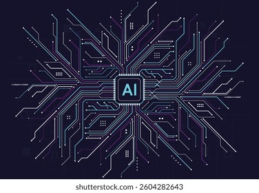 Abstract technology artificial intelligence chipset design futuristic concept technology for web, banner, card, cover. Vector illustration
