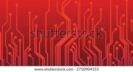 Abstract technology backdrop featuring bright red circuitry on a dark gradient surface.