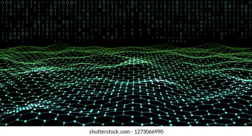 Abstract  technology background. 3D binary concept blockchain . Vector illustration.