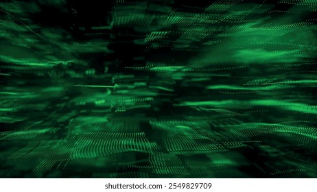 Abstract technology background. 3d composition of intersecting multicolored lines. Information technology concept. Digital cyberspace with particles. 3d vector illustration