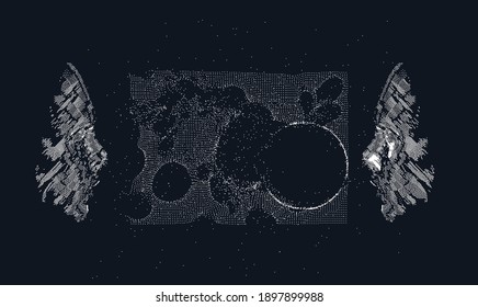 Resumen del fondo de la tecnología con 3d cara hecha de partículas. Ilustración conceptual de la inteligencia artificial.