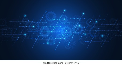 Resumen del fondo tecnológico con flechas y líneas. Conceptos e ideas para tecnología digital de alta tecnología y diseño de ingeniería. Ilustración del vector