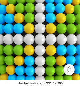 Abstrakter Technologie-Hintergrund mit Kugeln. Generisches Muster. 3D-Vektorgrafik.  
