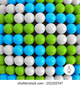 Abstract technology background with balls. Spheric pattern. 3d vector illustration.  