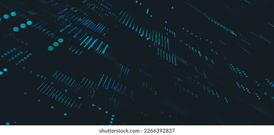 Abstract technology background. Big data digital code. Futuristic dots background. Science background. 3d rendering. Technology background vector.