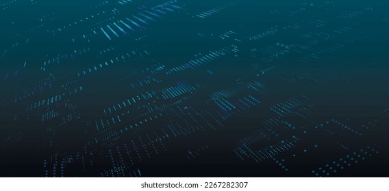 Abstract technology background. Big data digital code. Futuristic dots background. Science background. 3d rendering. Technology background vector.