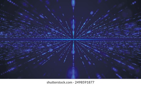 Abstract technology background. Big data digital code. Futuristic dotted background. Mirror reflection. Scientific background. 3d vector illustration