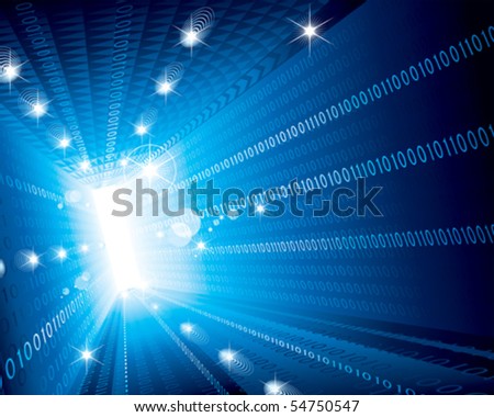 Abstract technology background of Binary code with light effect.
