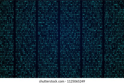 Abstract Technology Background. Binary Computer Code. Programming / Coding / Hacker / Crypto-Currency Bitcoin Concept. Vector Illustration