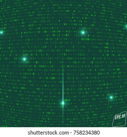 Abstract Technology Background. Binary Computer Code. Programming. Coding. Hacker concept. Vector Background Illustration.