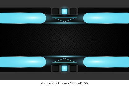 Resumen del fondo tecnológico con composición de forma de textura de metal azul y negro. Gráfico vectorial de luz futurista. Plantilla de diseño para banner corporativo, web, fondo de pantalla, presentación, juego
