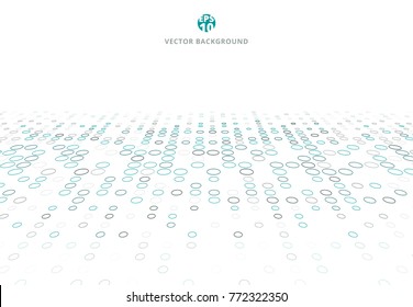 Abstract technology background with blue border circles pattern perspective, Vector illustration 