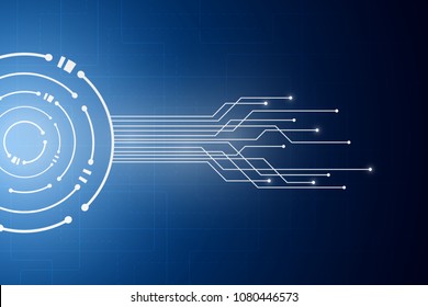 Abstract Technology Background , Blue circuit board , Circle digital