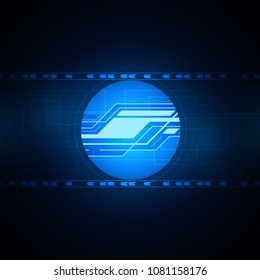 Abstract Technology Background , Blue circuit board , Circle digital