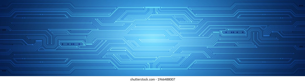 Abstract Technology Background, blue circuit board pattern, microchip, power line