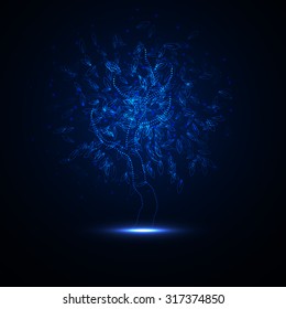 Abstract technology background with blue electronic tree