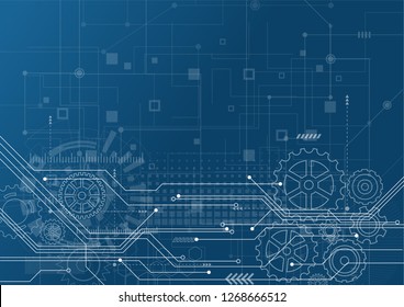 Abstract Technology Background. Blue glowing connections in space with particles, big data, computer generated abstract background. Vector Illustration svg