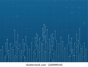 Resumen de los antecedentes tecnológicos. Conexiones brillantes azules en el espacio con partículas, grandes datos, fondo abstracto generado por computadora. Ilustración vectorial