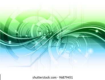 Abstract Technology Background With The Blue And Green Gradient