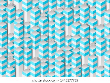 Resumen del fondo de la tecnología con formas geométricas 3d de color gris azul. Las columnas de cubos bloquean la composición de geometría. Diseño vectorial de cuadrado brillante de tecnología