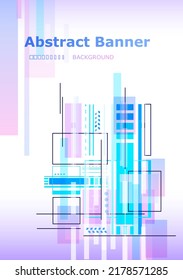 Abstract technology background in blue and purple colors. Vector futuristic clean cover. Modern geometric construction like building. Abstract web graphic   