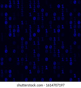 Abstract Technology Background. Blue sparse binary background. Small sized seamless pattern. Stylish vector illustration.