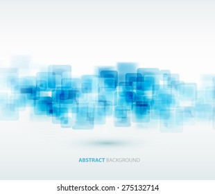 Abstract technology background with blue square shapes