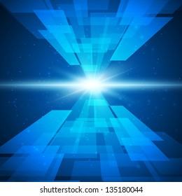 Abstract technology background with bright flare. Vector illustration.
