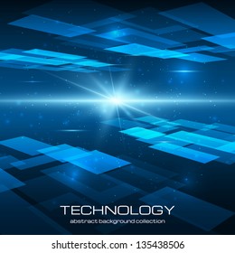 Abstract technology background with bright flare. Vector illustration.