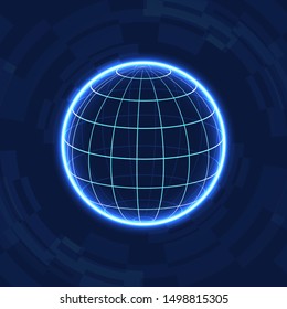 Abstract technology background with bright flare. Vector illustration. dark digital