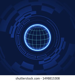 Abstract technology background with bright flare. Vector illustration. dark digital