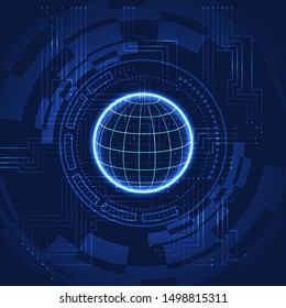 Abstract technology background with bright flare. Vector illustration. dark digital
