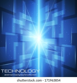 Abstract technology background with bright flare. Vector illustration. 