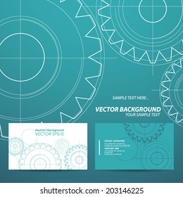 Abstract technology background business cards gears. Vector illustration