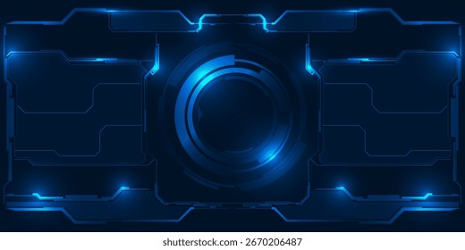 Fondo de tecnología Abstractas con HUD circular y marco digital futurista y panel. Ilustraciones vectoriales