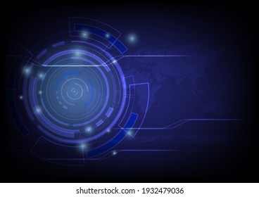 Abstract technology background circles digital hi-tech technology design with global map background. concept innovation. vector illustration. 